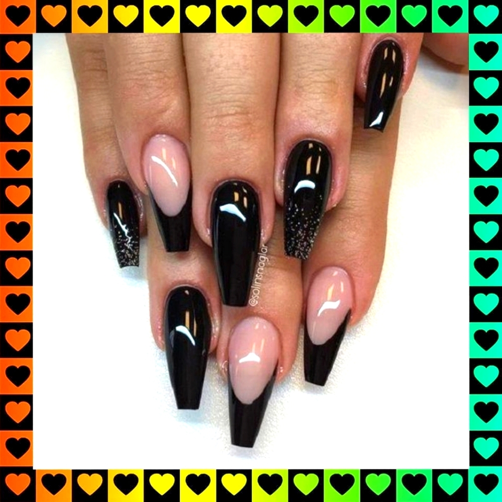Press on nails black long coffin